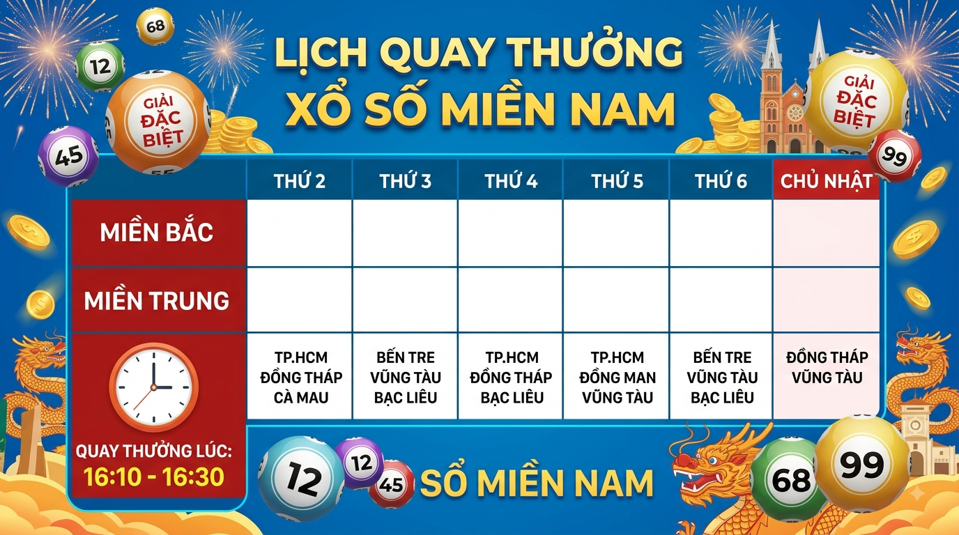 Lịch quay thưởng XSMN 