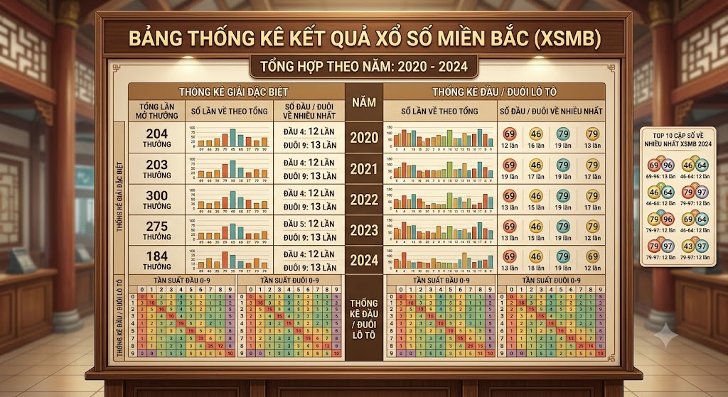 Bảng thống kê kết quả xổ số miền Bắc theo năm